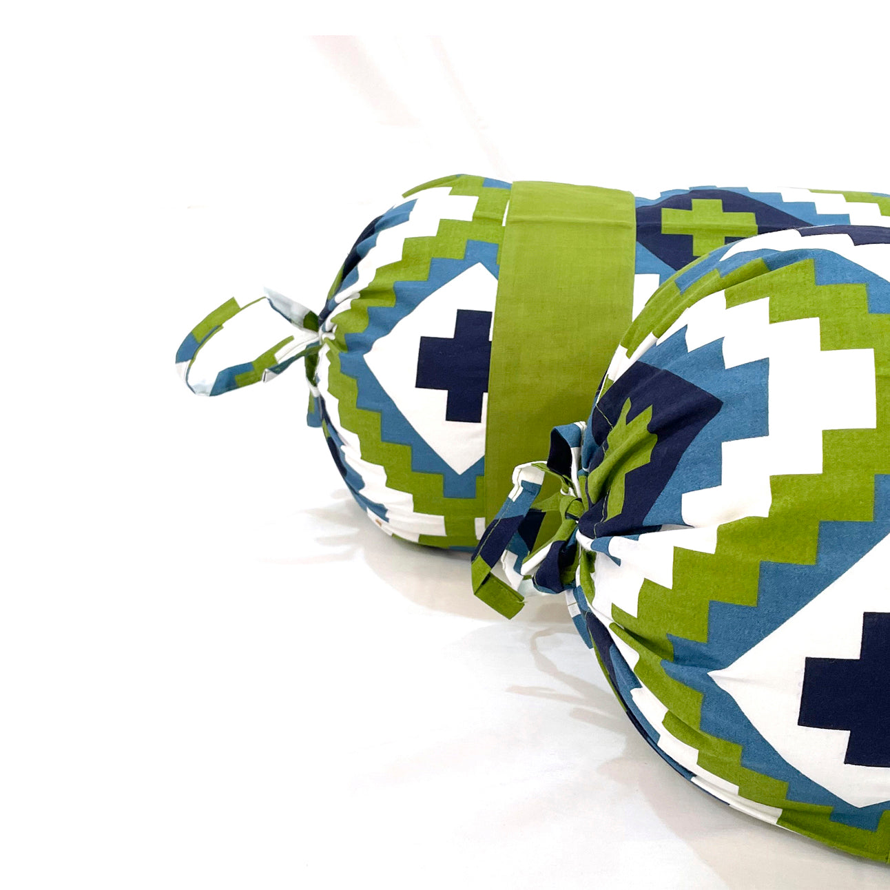 Geometric Printed Pure Cotton Green Bolster Covers 30 x 30 Inches Pack Of 2