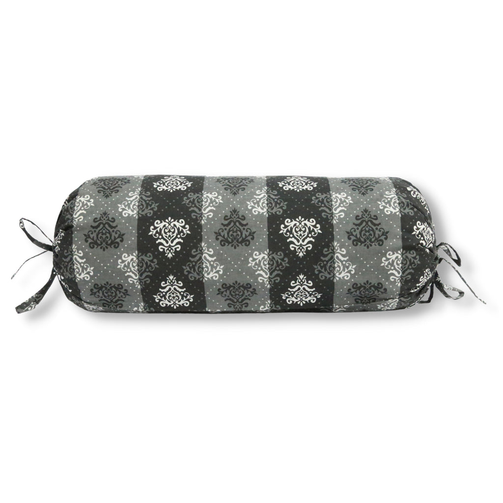 Traditional Motif Printed Pure Cotton Black Bolster Covers 30 x 30 Inches Pack Of 2
