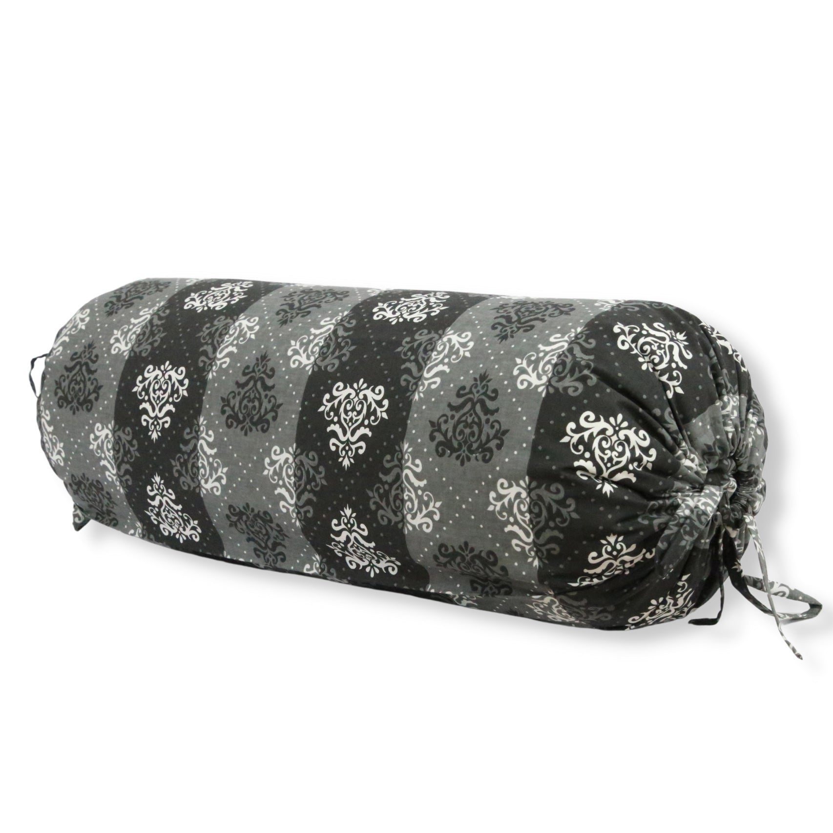 Traditional Motif Printed Pure Cotton Black Bolster Covers 30 x 30 Inches Pack Of 2