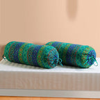 Ethnic Geometric Printed Pure Cotton Teal Bolster Covers 30 x 30 Inches Pack Of 2