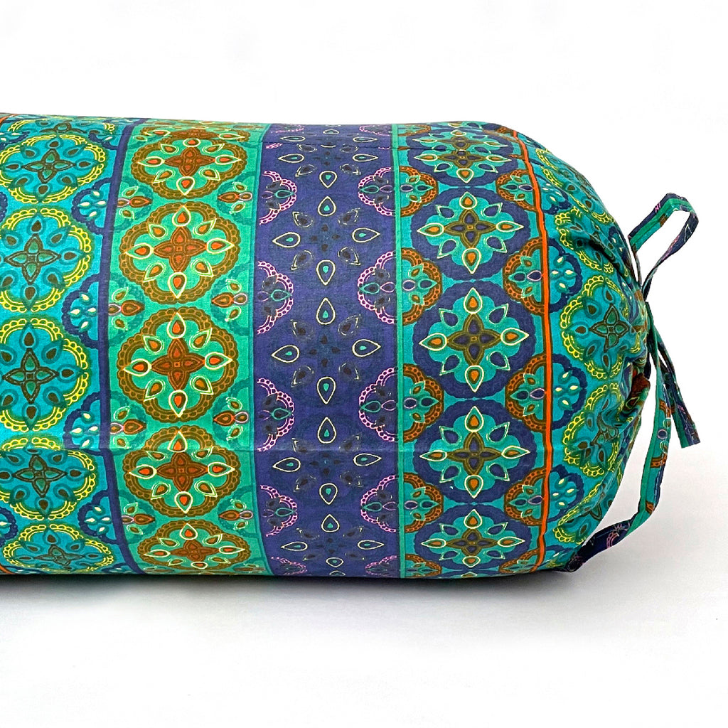 Ethnic Geometric Printed Pure Cotton Teal Bolster Covers 30 x 30 Inches Pack Of 2