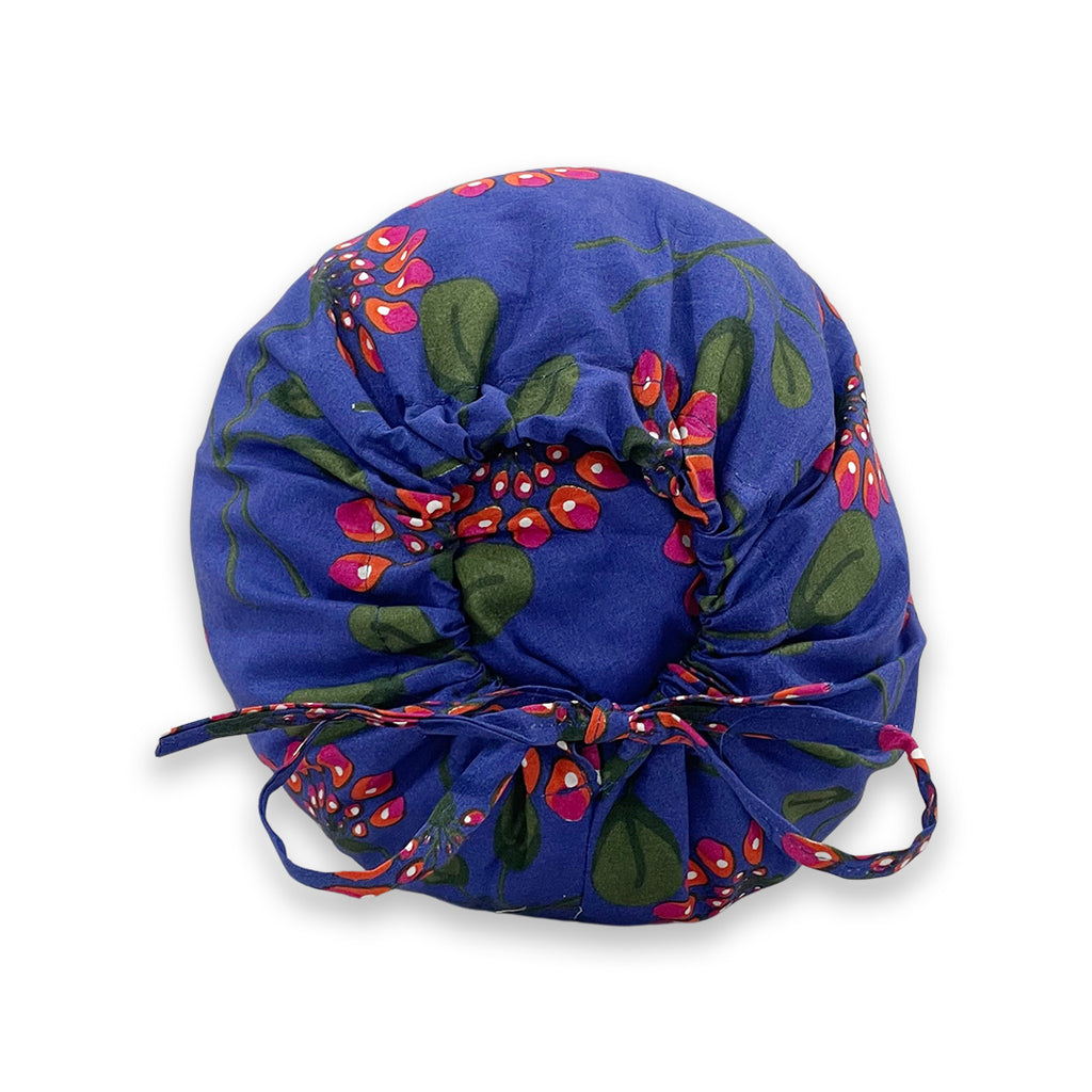 Floral Printed Pure Cotton Royal Blue Bolster Covers 30 x 30 Inches Pack Of 2