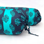 Floral Motif Printed Pure Cotton Navy Blue Bolster Covers 30 x 30 Inches Pack Of 2