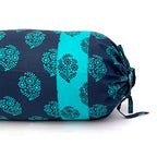 Floral Motif Printed Pure Cotton Navy Blue Bolster Covers 30 x 30 Inches Pack Of 2