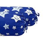 Star Printed Pure Cotton Royal Blue Bolster Covers 30 x 30 Inches Pack Of 2