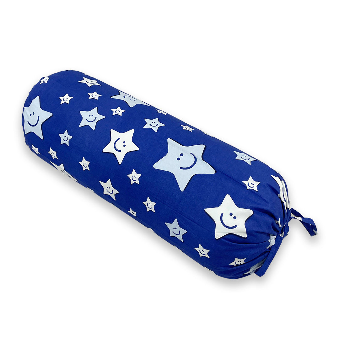 Star Printed Pure Cotton Royal Blue Bolster Covers 30 x 30 Inches Pack Of 2