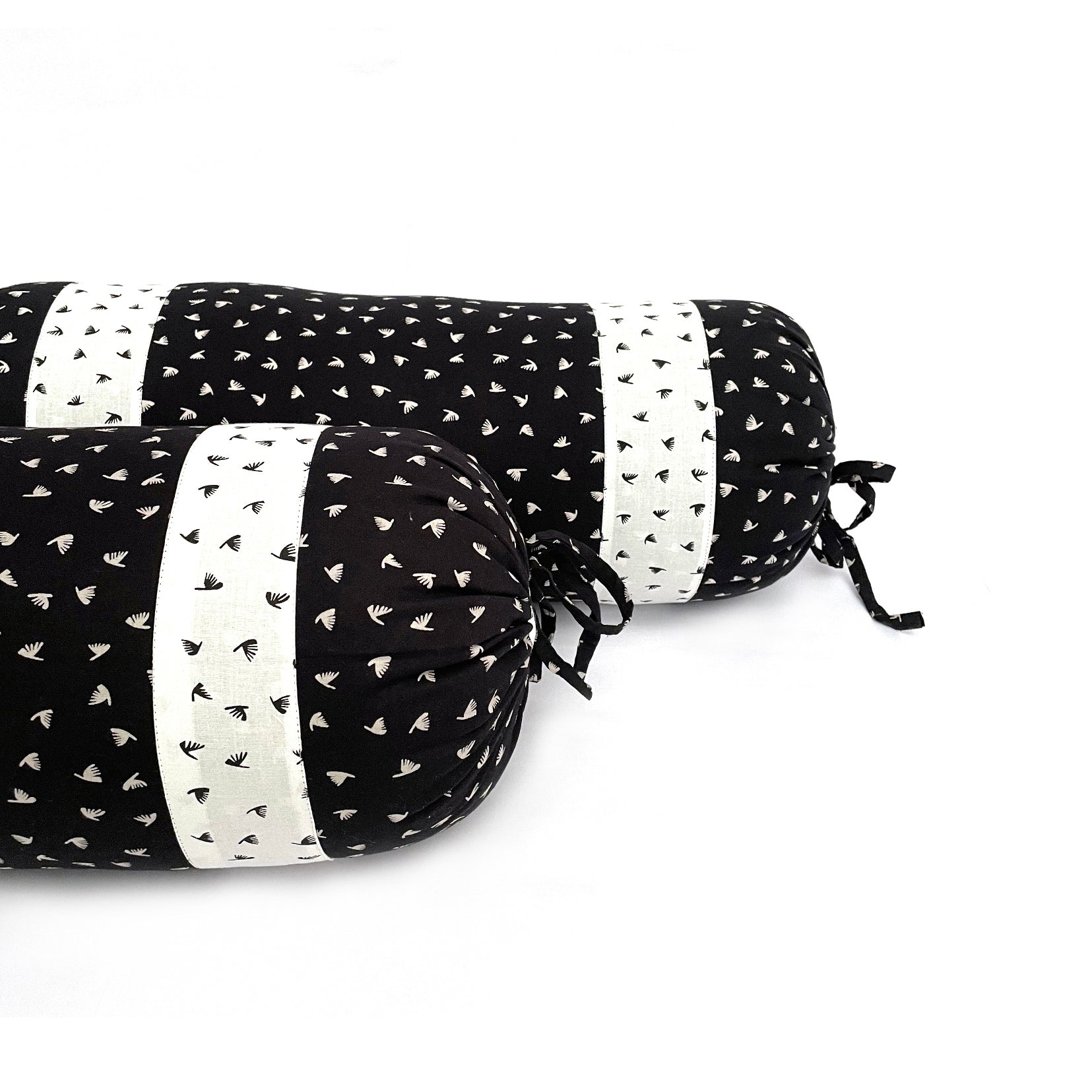Minimal Geometric Printed Pure Cotton Black Bolster Covers 30 x 30 Inches Pack Of 2