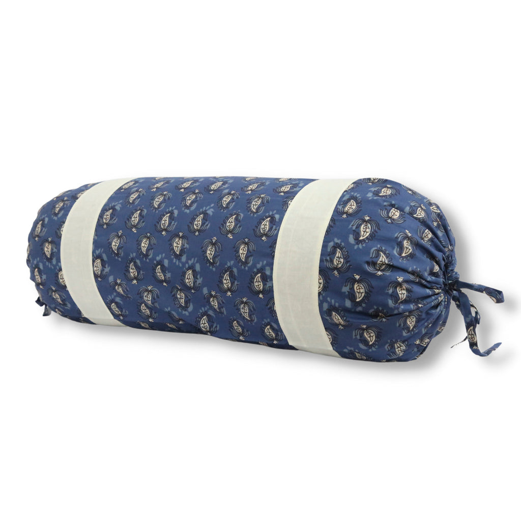 Ethnic Motif Printed Pure Cotton Navy Blue Bolster Covers 30 x 30 Inches Pack Of 2