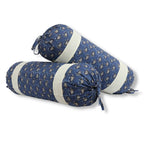 Ethnic Motif Printed Pure Cotton Navy Blue Bolster Covers 30 x 30 Inches Pack Of 2