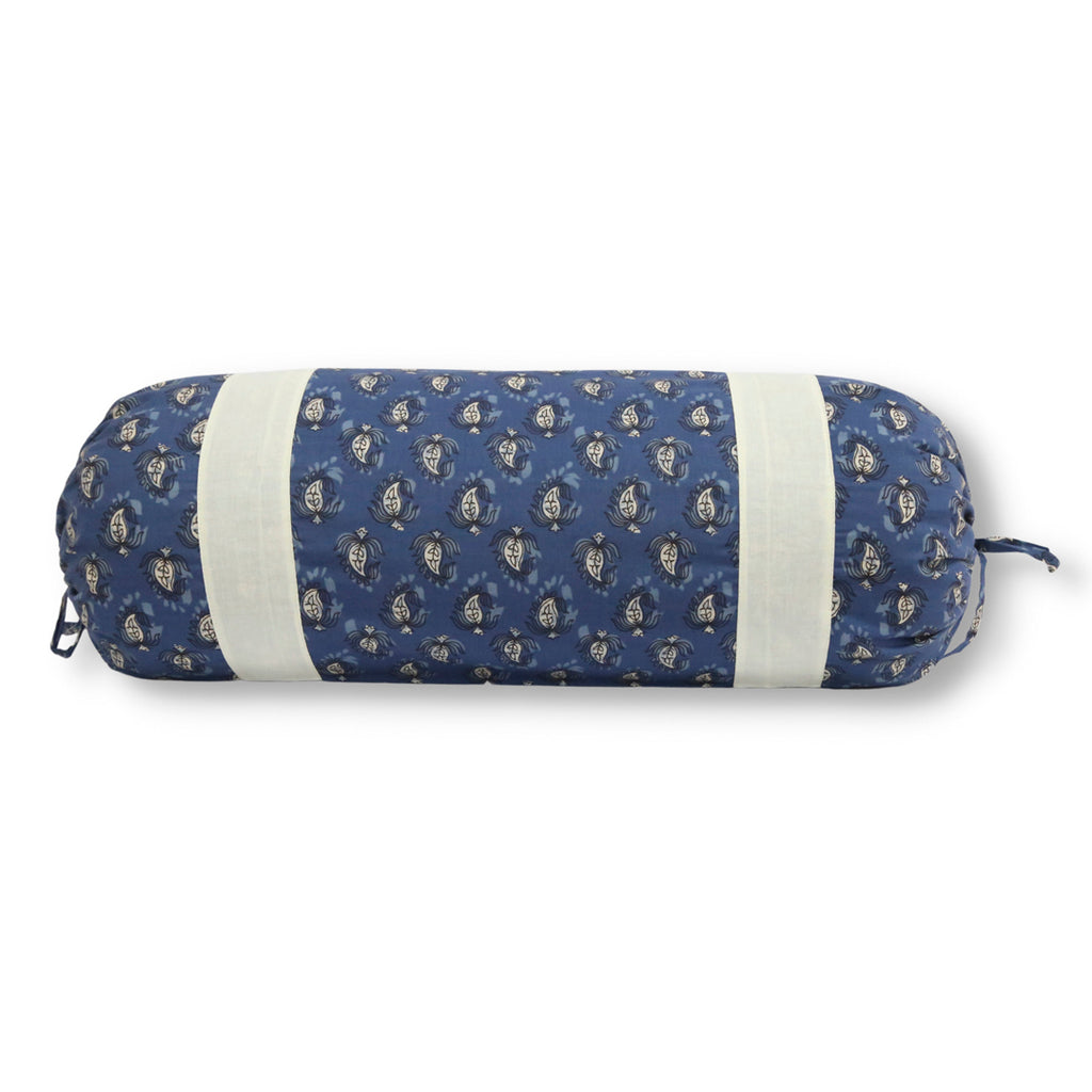 Ethnic Motif Printed Pure Cotton Navy Blue Bolster Covers 30 x 30 Inches Pack Of 2
