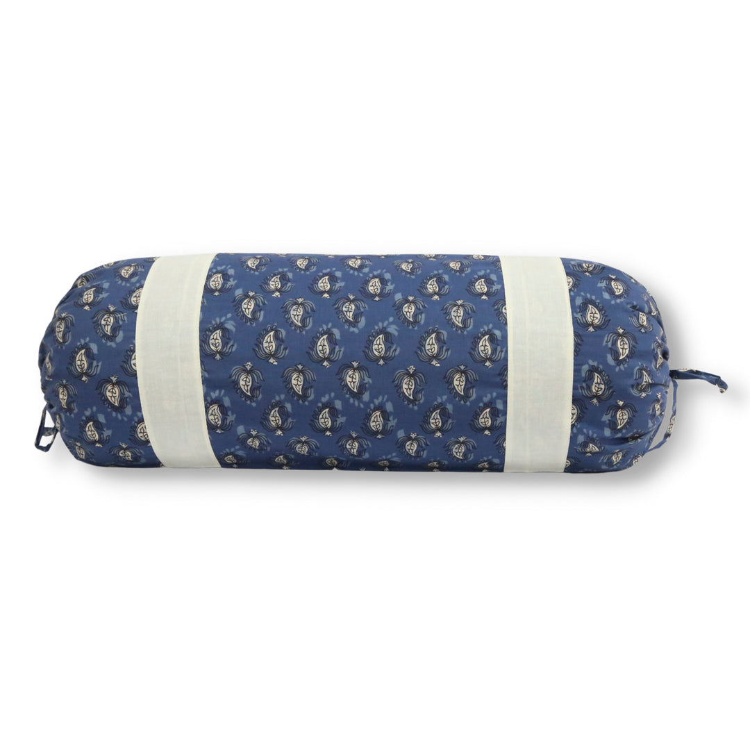 Ethnic Motif Printed Pure Cotton Navy Blue Bolster Covers 30 x 30 Inches Pack Of 2
