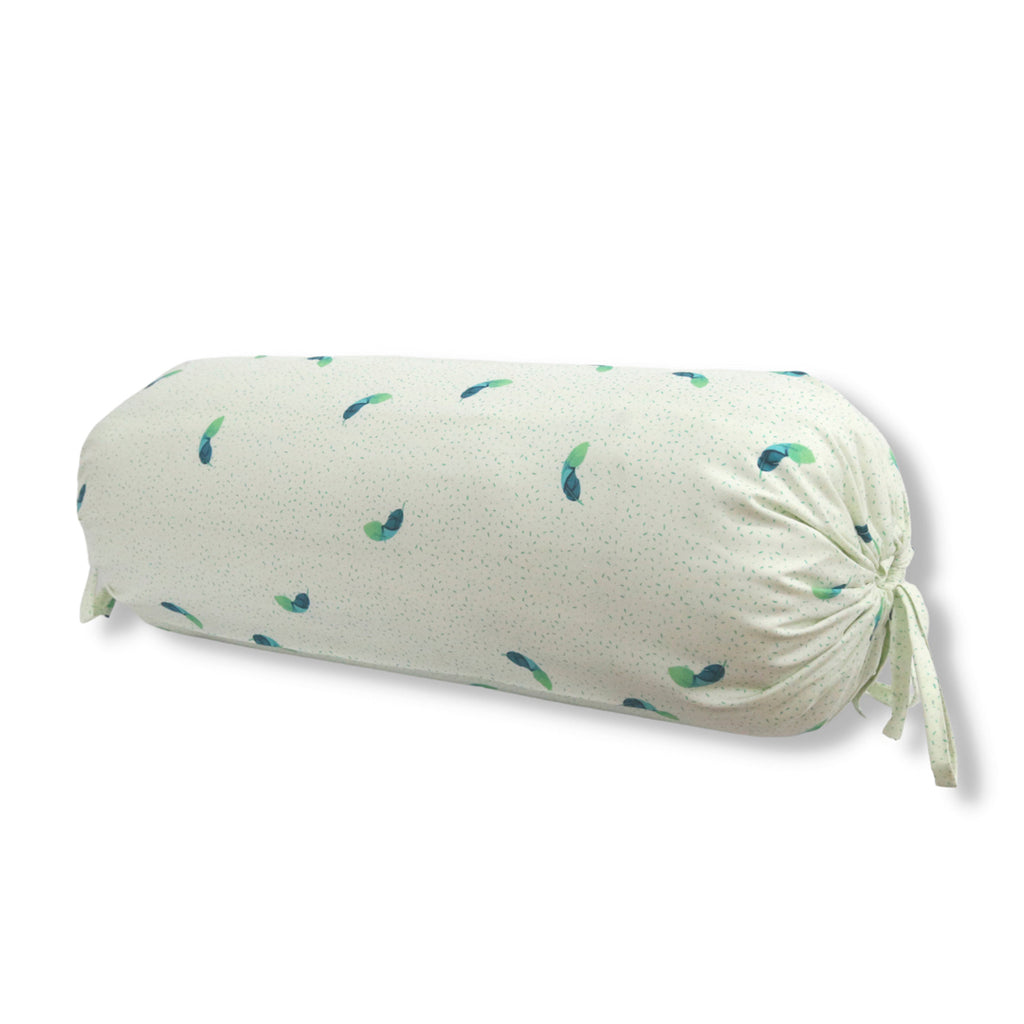 Minimal Leaf Printed Pure Cotton Cream Bolster Covers 30 x 30 Inches Pack Of 2