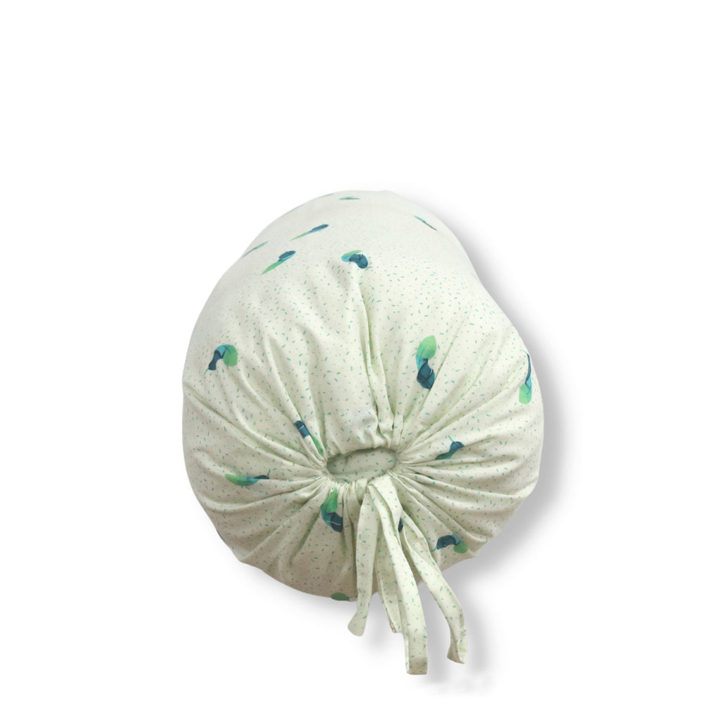 Minimal Leaf Printed Pure Cotton Cream Bolster Covers 30 x 30 Inches Pack Of 2