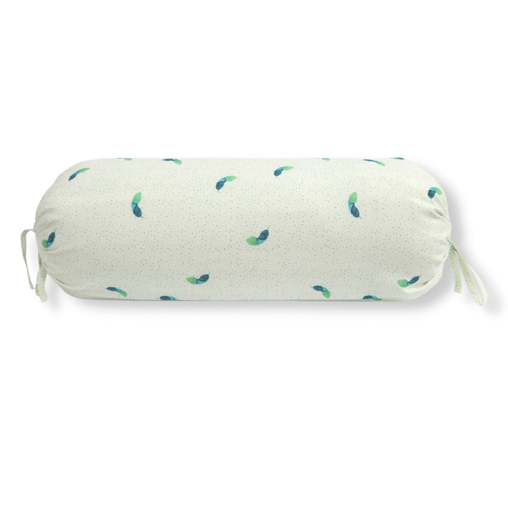 Minimal Leaf Printed Pure Cotton Cream Bolster Covers 30 x 30 Inches Pack Of 2