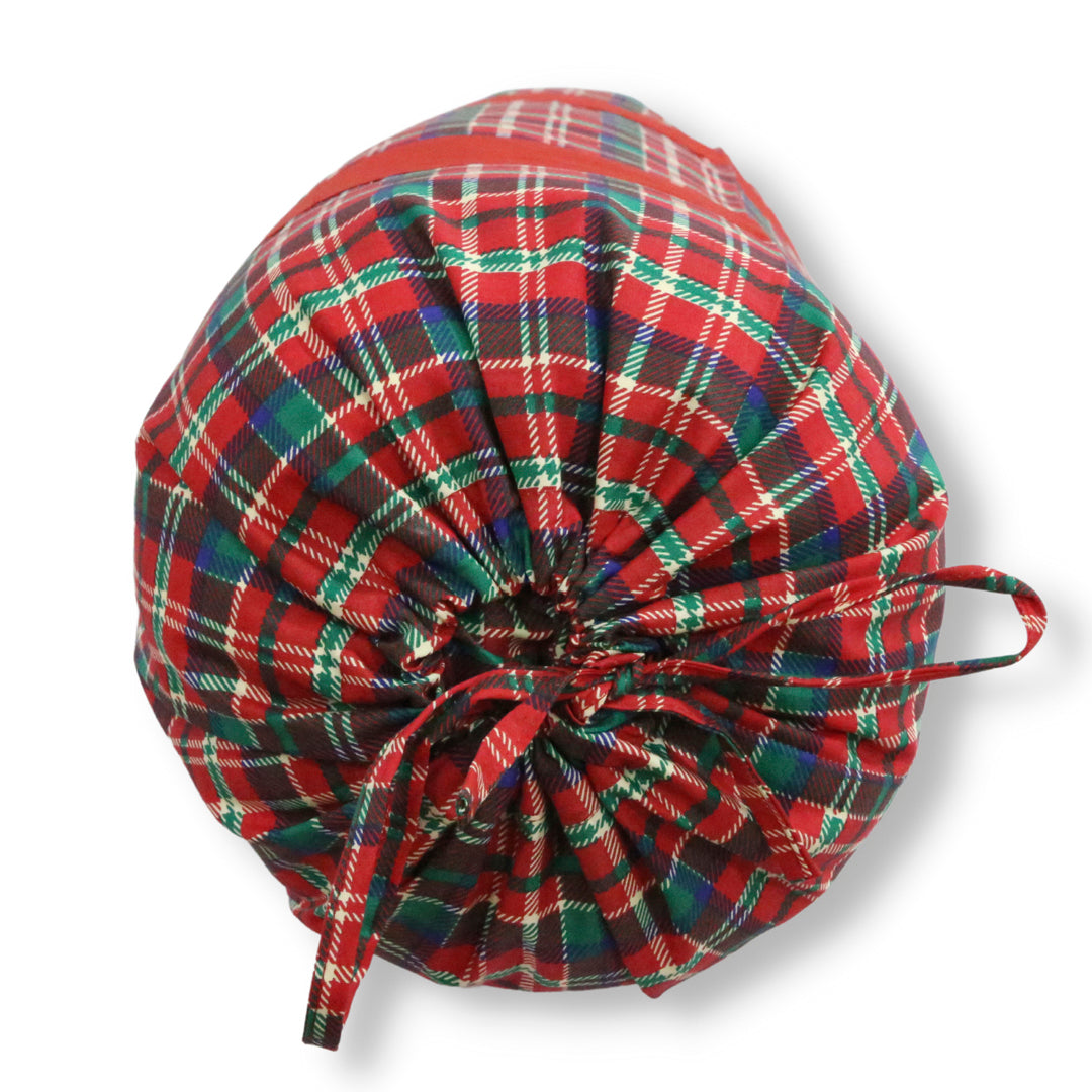 Check Printed Pure Cotton Red Bolster Covers 30 x 30 Inches Pack Of 2