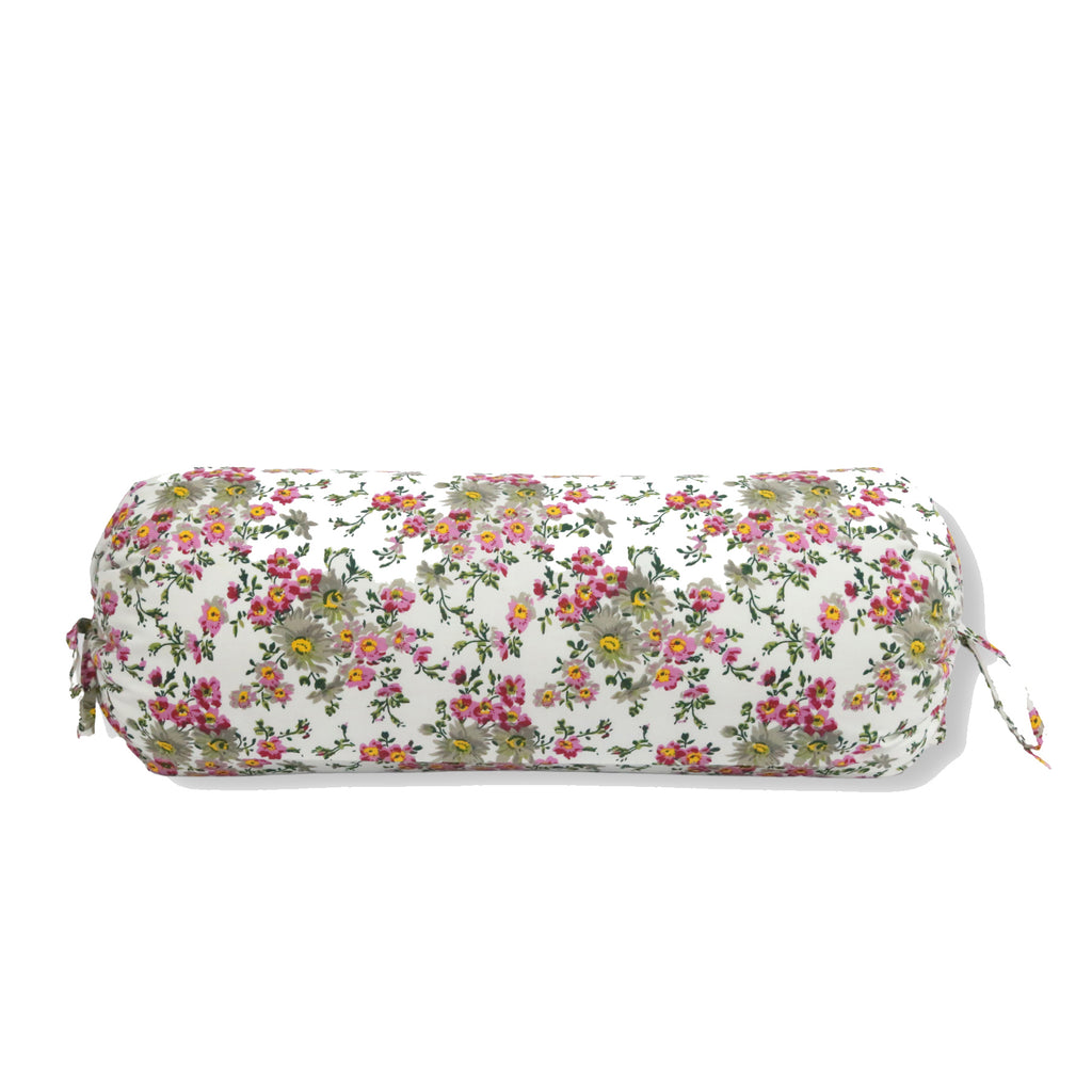 Floral Printed Pure Cotton Cream Bolster Covers 30 x 30 Inches Pack Of 2