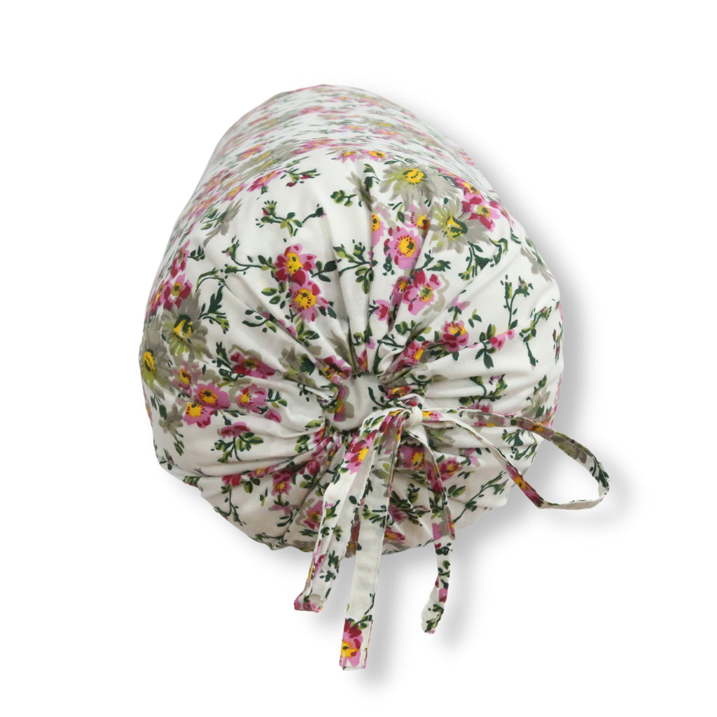 Floral Printed Pure Cotton Cream Bolster Covers 30 x 30 Inches Pack Of 2