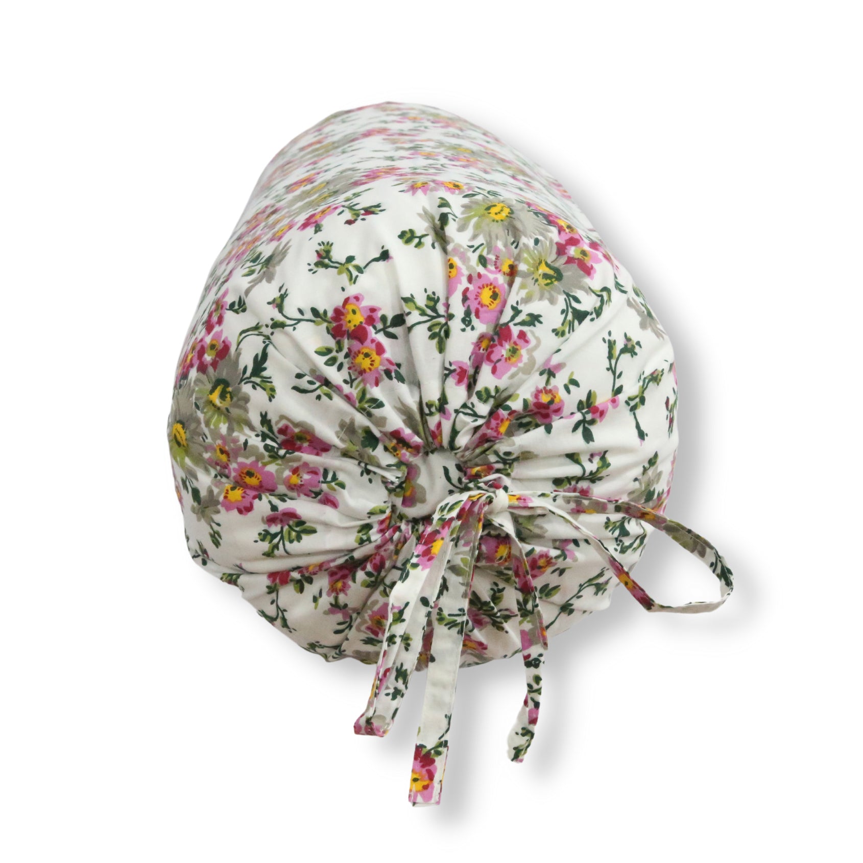 Floral Printed Pure Cotton Cream Bolster Covers 30 x 30 Inches Pack Of 2