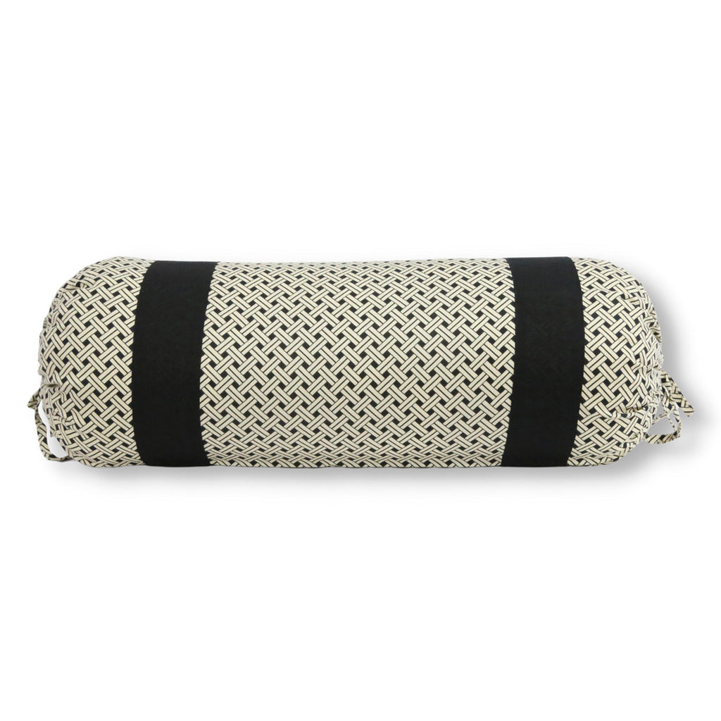 Woven Geometric Printed Pure Cotton Black Bolster Covers 30 x 30 Inches Pack Of 2