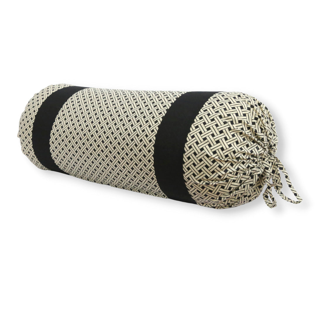 Woven Geometric Printed Pure Cotton Black Bolster Covers 30 x 30 Inches Pack Of 2
