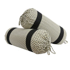 Woven Geometric Printed Pure Cotton Black Bolster Covers 30 x 30 Inches Pack Of 2