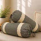 Ethnic Motif Printed Pure Cotton Black Bolster Covers 30 x 30 Inches Pack Of 2