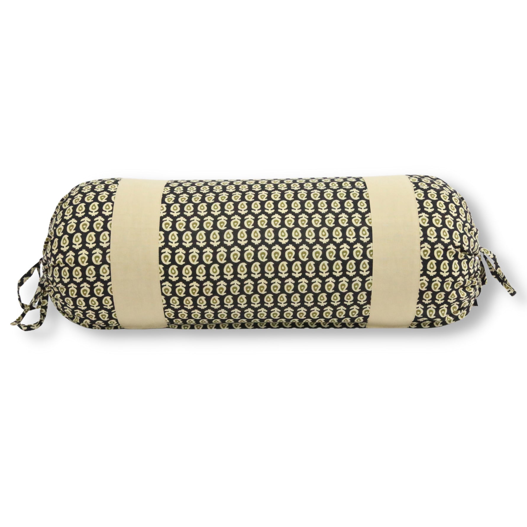 Ethnic Motif Printed Pure Cotton Black Bolster Covers 30 x 30 Inches Pack Of 2
