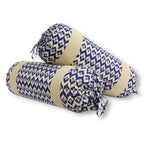 Ikat Geometric Printed Pure Cotton Blue Bolster Covers 30 x 30 Inches Pack Of 2