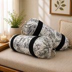 Scenic Toile Printed Pure Cotton White Bolster Covers 30 x 30 Inches Pack Of 2