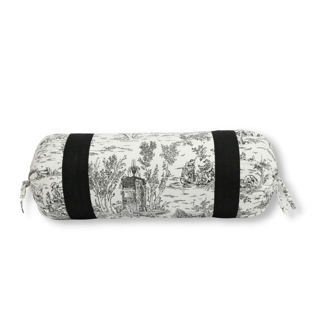 Scenic Toile Printed Pure Cotton White Bolster Covers 30 x 30 Inches Pack Of 2