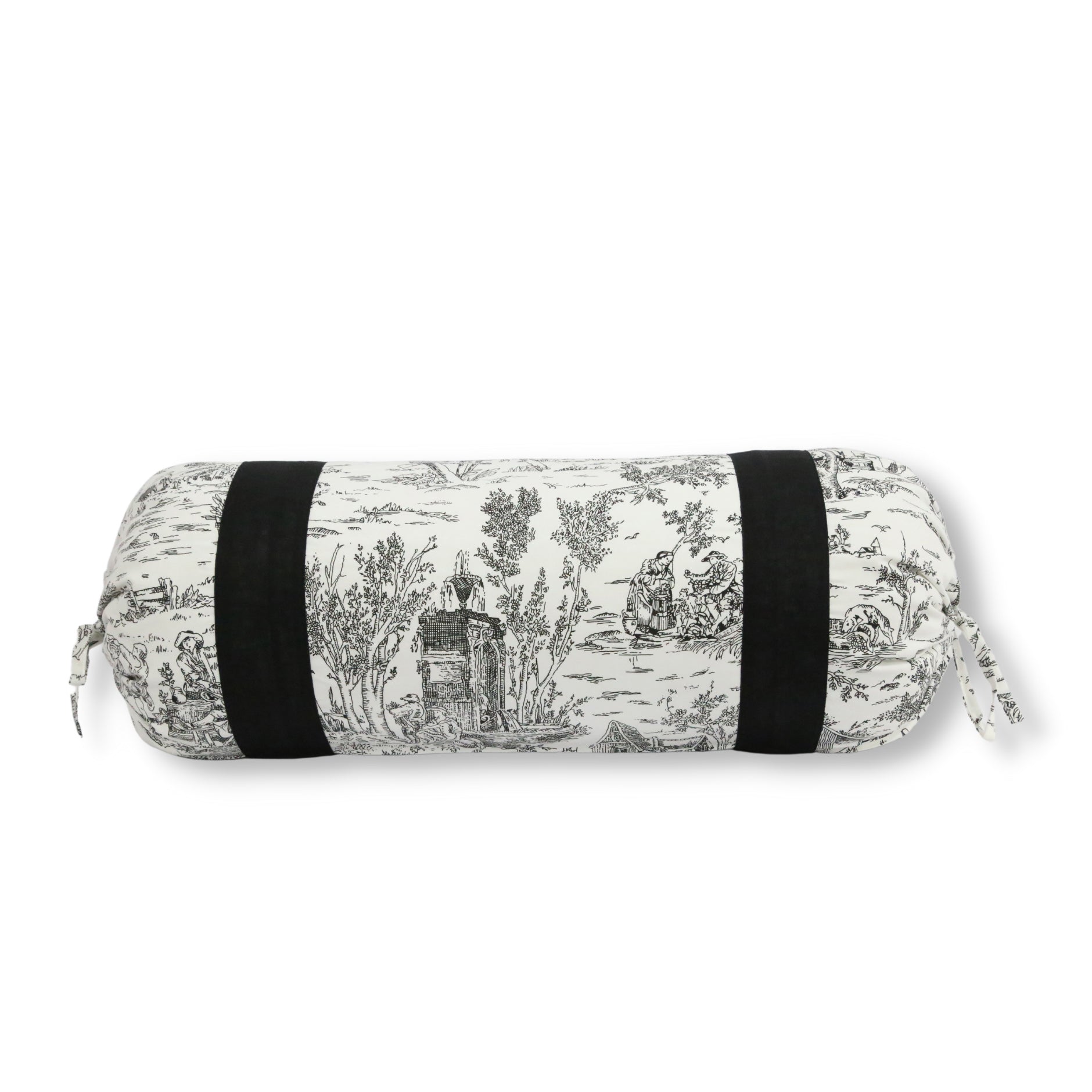 Scenic Toile Printed Pure Cotton White Bolster Covers 30 x 30 Inches Pack Of 2