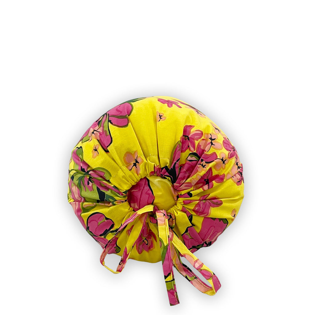 Floral Printed Pure Cotton Yellow Bolster Covers 30 x 30 Inches Pack Of 2