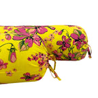 Floral Printed Pure Cotton Yellow Bolster Covers 30 x 30 Inches Pack Of 2