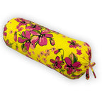 Floral Printed Pure Cotton Yellow Bolster Covers 30 x 30 Inches Pack Of 2