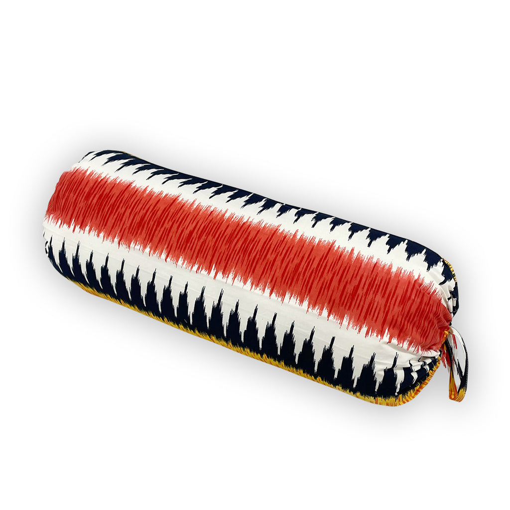 Ikat Stripe Printed Pure Cotton Orange Bolster Covers 30 x 30 Inches Pack Of 2