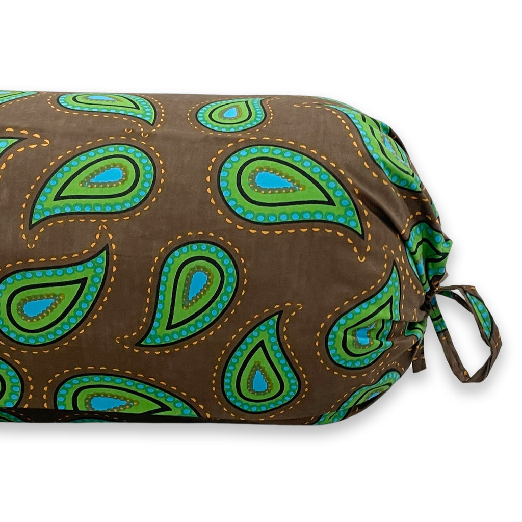 Paisley Printed Pure Cotton Brwon Bolster Covers 30 x 30 Inches Pack Of 2