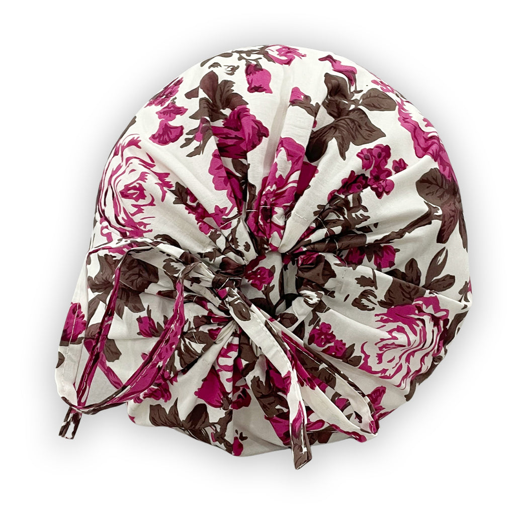 Floral Printed Pure Cotton White Bolster Covers 30 x 30 Inches Pack Of 2