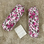 Floral Printed Pure Cotton White Bolster Covers 30 x 30 Inches Pack Of 2