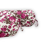 Floral Printed Pure Cotton White Bolster Covers 30 x 30 Inches Pack Of 2