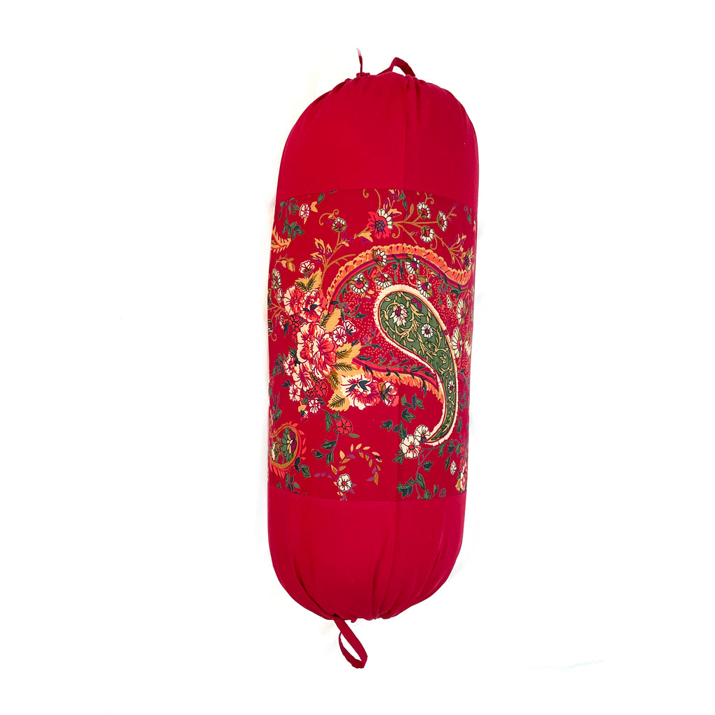 Paisley Floral Printed Pure Cotton Red Bolster Covers 30 x 30 Inches Pack Of 2