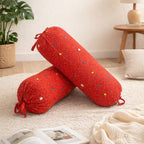 Star Printed Pure Cotton Red Bolster Covers 30 x 30 Inches Pack Of 2