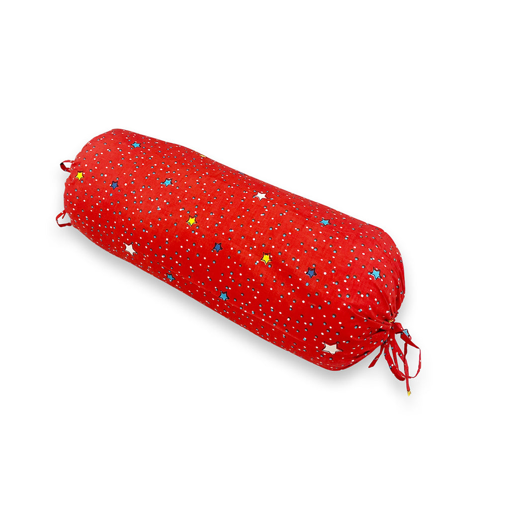 Star Printed Pure Cotton Red Bolster Covers 30 x 30 Inches Pack Of 2