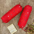 Star Printed Pure Cotton Red Bolster Covers 30 x 30 Inches Pack Of 2