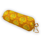 Traditional Floral Printed Pure Cotton Orange Bolster Covers 30 x 30 Inches Pack Of 2