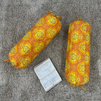 Traditional Floral Printed Pure Cotton Orange Bolster Covers 30 x 30 Inches Pack Of 2