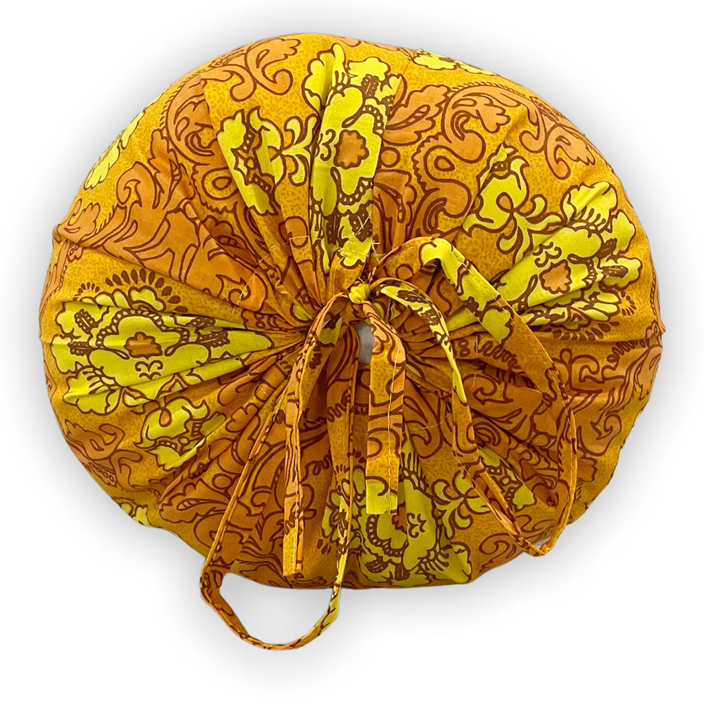 Traditional Floral Printed Pure Cotton Orange Bolster Covers 30 x 30 Inches Pack Of 2