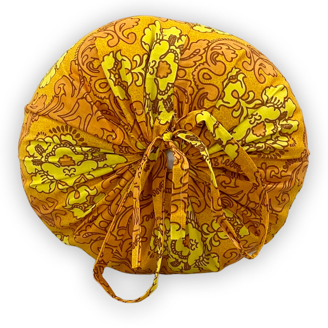 Traditional Floral Printed Pure Cotton Orange Bolster Covers 30 x 30 Inches Pack Of 2
