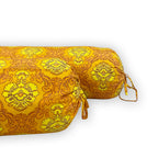 Traditional Floral Printed Pure Cotton Orange Bolster Covers 30 x 30 Inches Pack Of 2