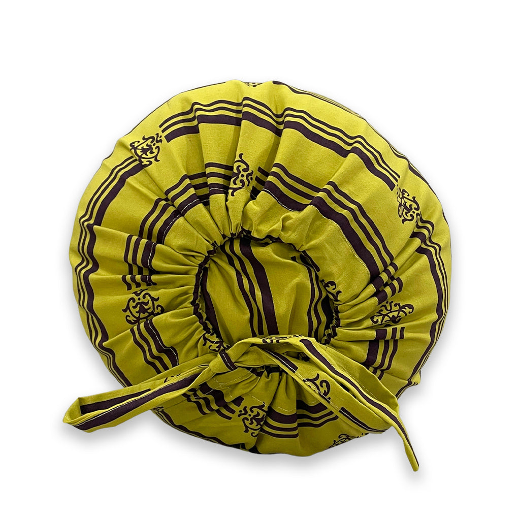 Stripe Printed Pure Cotton Yellow Bolster Covers 30 x 30 Inches Pack Of 2