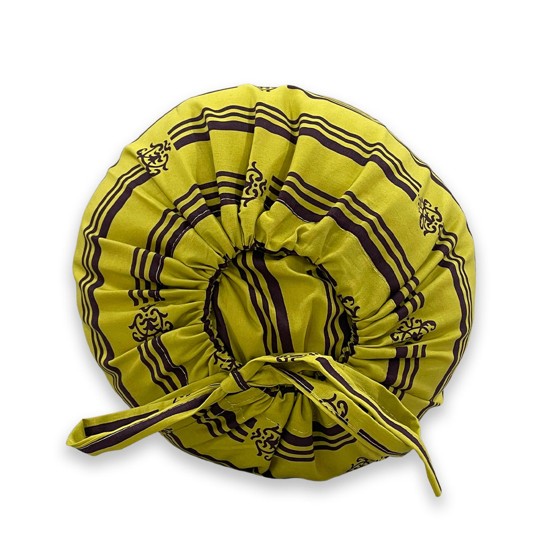 Stripe Printed Pure Cotton Yellow Bolster Covers 30 x 30 Inches Pack Of 2